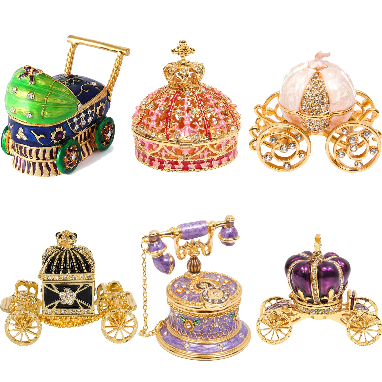  QIFU маленькая оптовая продажа Новое поступление Faberge egg и другие стильные металлические шкатулки для ювелирных