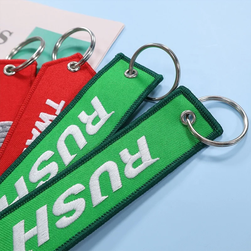 Wholesale Custom Double Sided Embroidery Keychains Flight Jet Tag/Car Brand/Motorcycle Key Chain With Promotional Gift