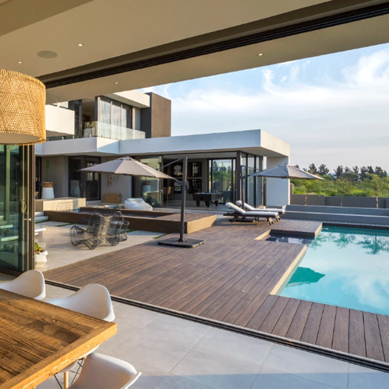 Anti-uv Durable Waterproof WPC Swimming Pool Decking Wood Grain Co-extrusion Outdoor Flooring