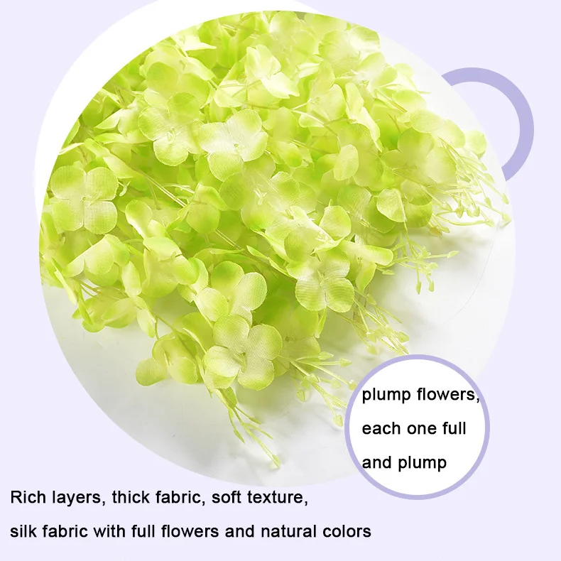 Senmasine pink silk flowers hanging vines wisteria garland for garden wedding wall office home decorative