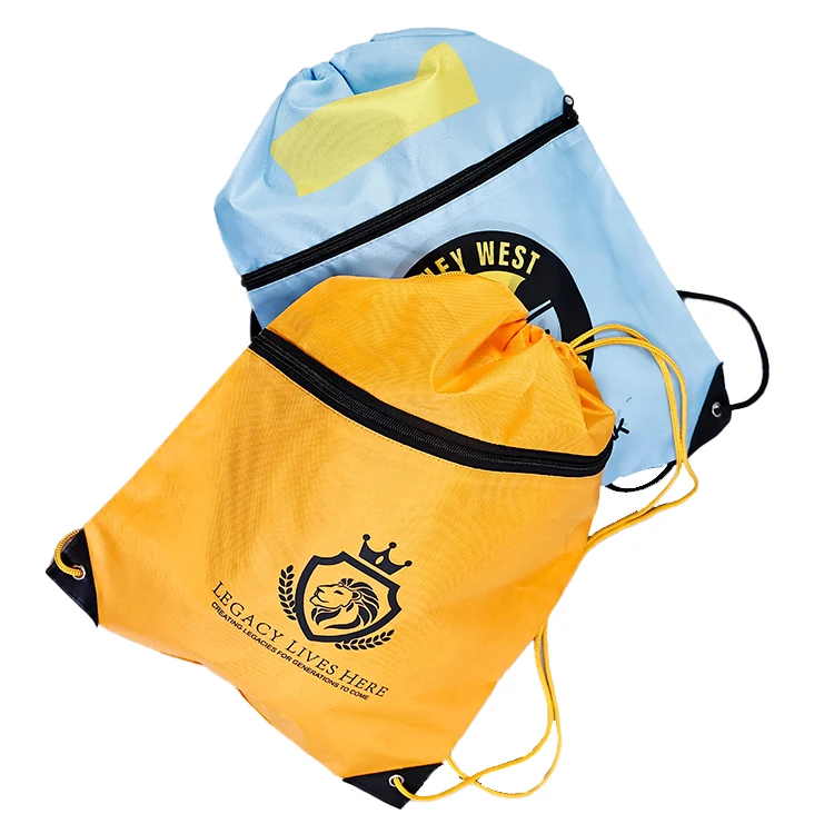Custom Polyester Drawstring Backpack Traveling Sport Fabric String Bag with Printing Logo Backpack Polyester Drawstring Backpack