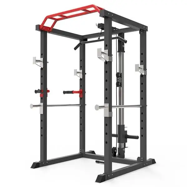 Renewed and upgraded special equipment for strength training thickened steel base stable pulley household squat rack