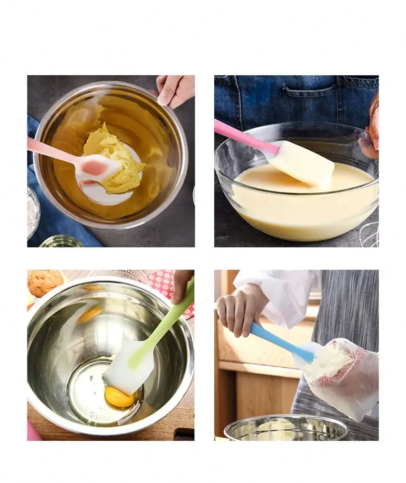 Professional made different colors whipping cream scraper 28cm environmental half-transparent baking silicone spatula