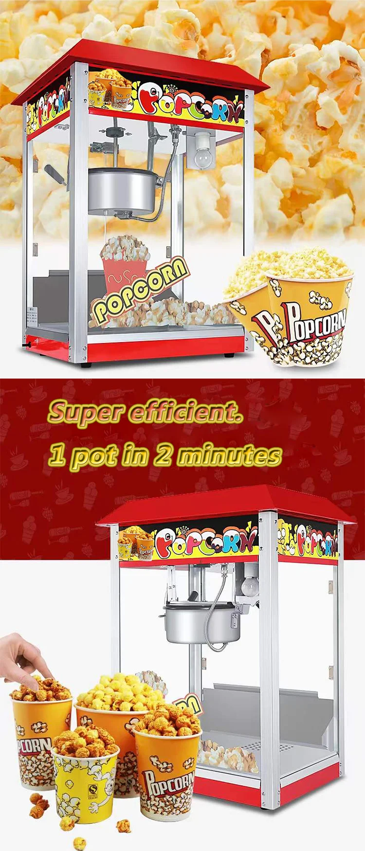 Industrial Commercial Popcorn Machine Cinema Big Electric Automatic Popcorn Maker