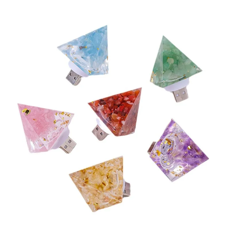 Cheap price reisin crafts healing stones chips rose quartz citrine crystal pyramid night light for decoration