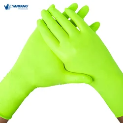 Green Nitrile Household Rubber Cleaning Working Kitchen Branded Gloves