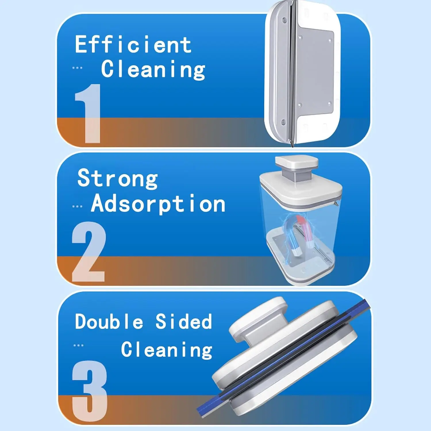 Window Cleaning Tools Glass Cleaner Adjustable Double Side Magnetic Window Wiper Cleaner Updated Magnetic Window Cleaner