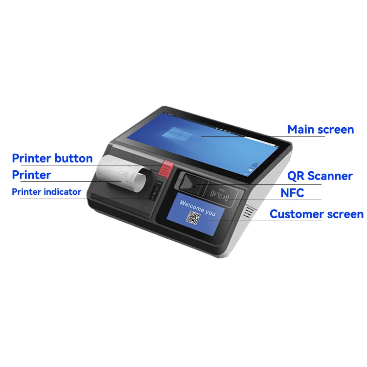 Tablet PC Pos Android Payment Terminal Pos 4G Win 10 Point of Sale Systems Touch Cash Register for Small Business