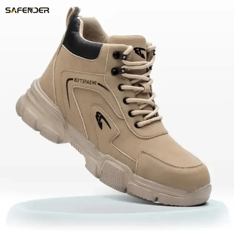 SAFENDER Water Resistant Work Non Slip Safety Shoes Steel Toe Construction Work Shoes Lightweight
