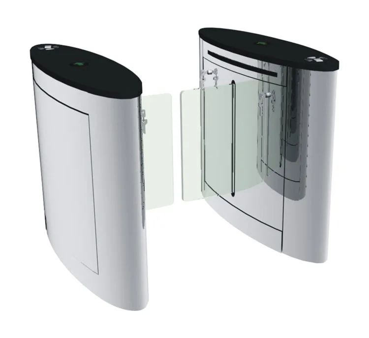 Security Pedestrian Half Height Glass Sliding Turnstile Gates Counter Gym With RFID Access Control System