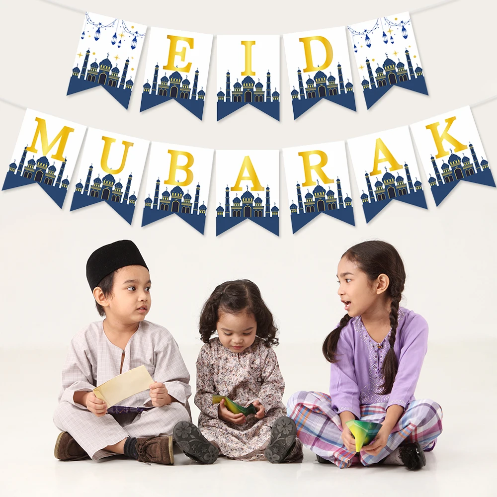 Happy Ramadan Party Decorations Supplies Eid Mubarak Banner Bunting Mubarak Home Mantle Decorations For Fireplace