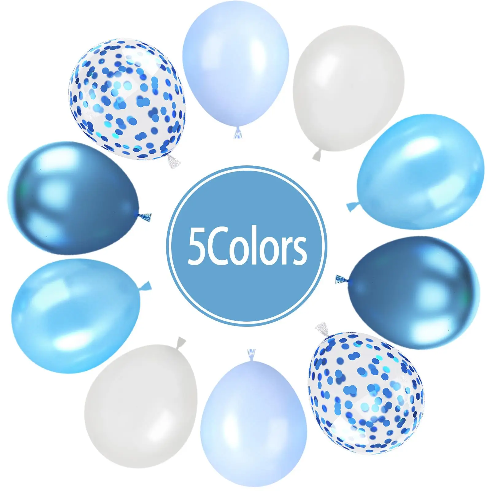 Baby Shower Pearl Blue Birthday Balloons 60 Pcs Metallic Blue Macaron Blue Balloon Set for Wedding Decorations