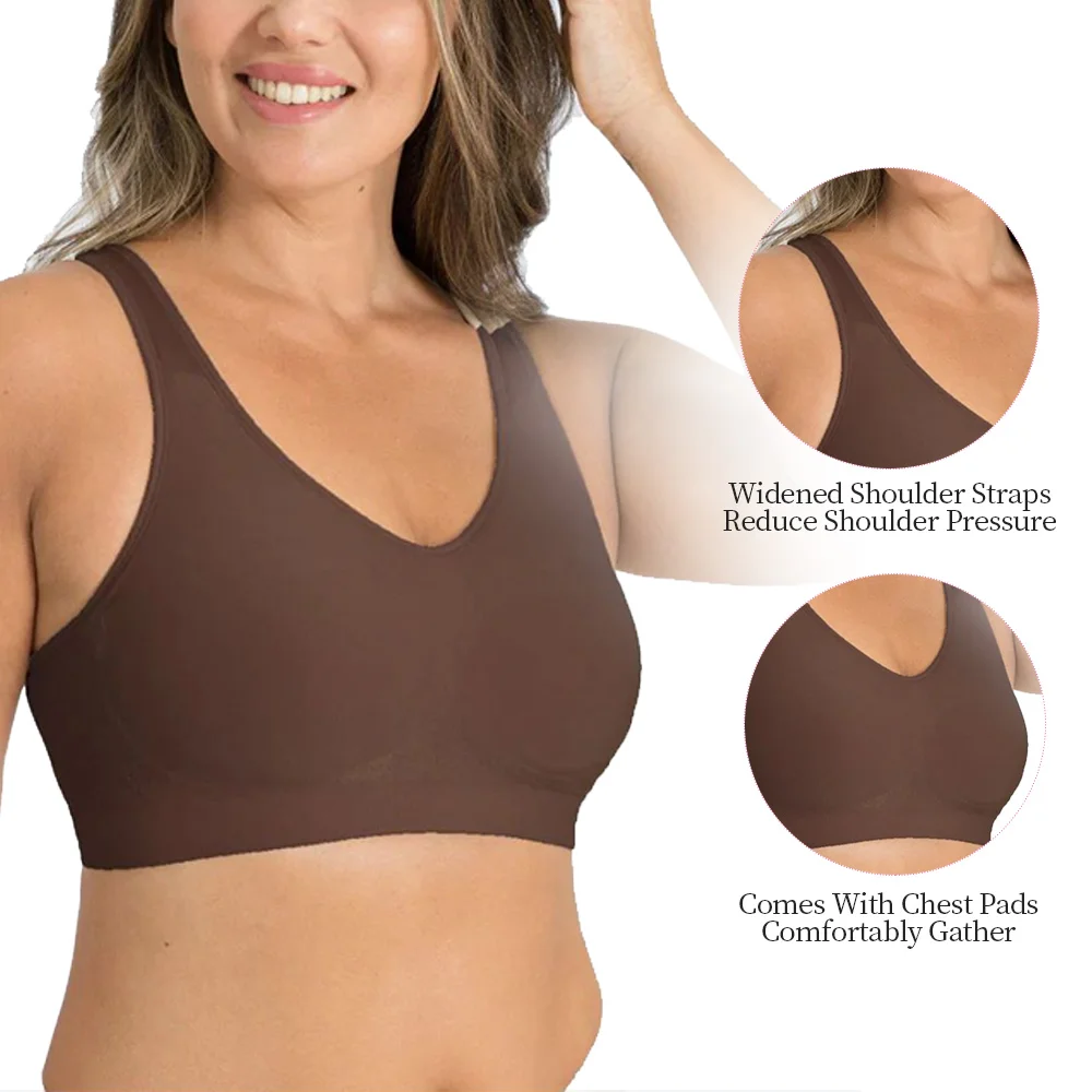 BOJIN Hot Selling Large Size Sexy Bras Comfortable Everyday Seamless Nylon Vest Breathable Wire-Free Back Closure Bra