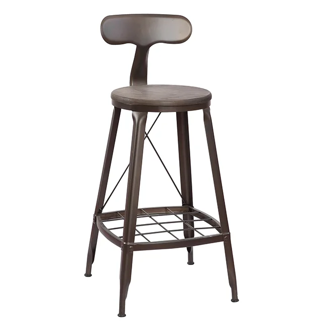 antique iron stackable restaurant bar dining kitchen stool vintage industrial style metal dining chair with wooden seat