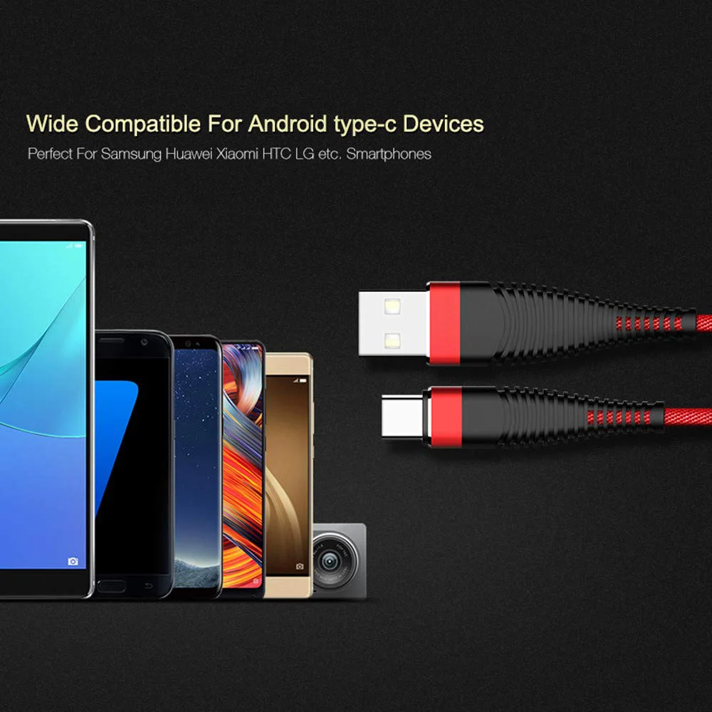 USB C кабель для быстрой зарядки 3 А 1 м зарядный A-Type прочный плетеный Galaxy Note 9 8 S9 S8