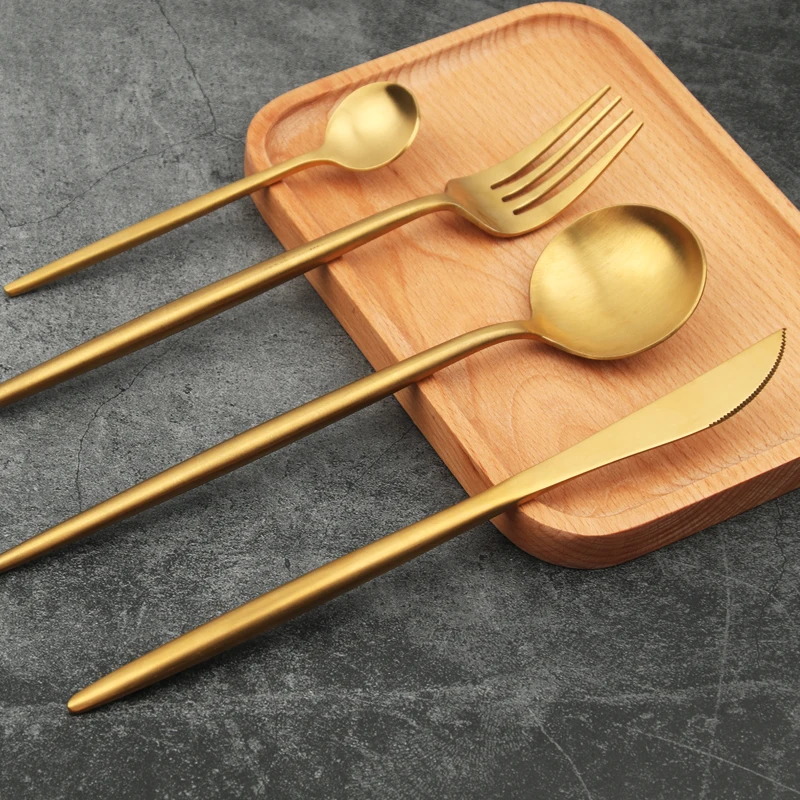 High Quality gold plated cutlery sets,18/10 Stainless Steel colored flatware sets