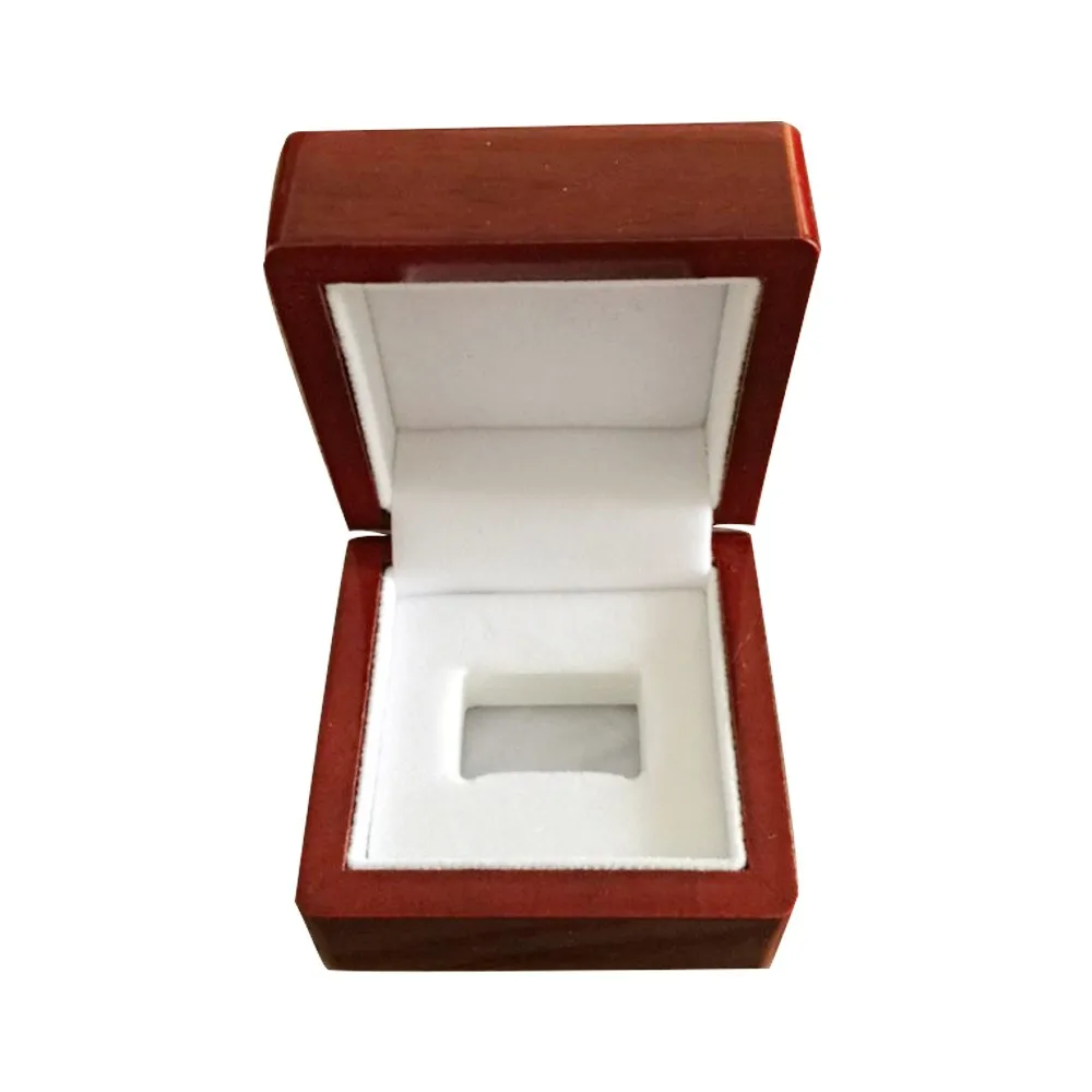 Custom Engagement Wood Red Paint Wooden Jewelri Champion Ring Boxes For Gift Wrapping With Logo