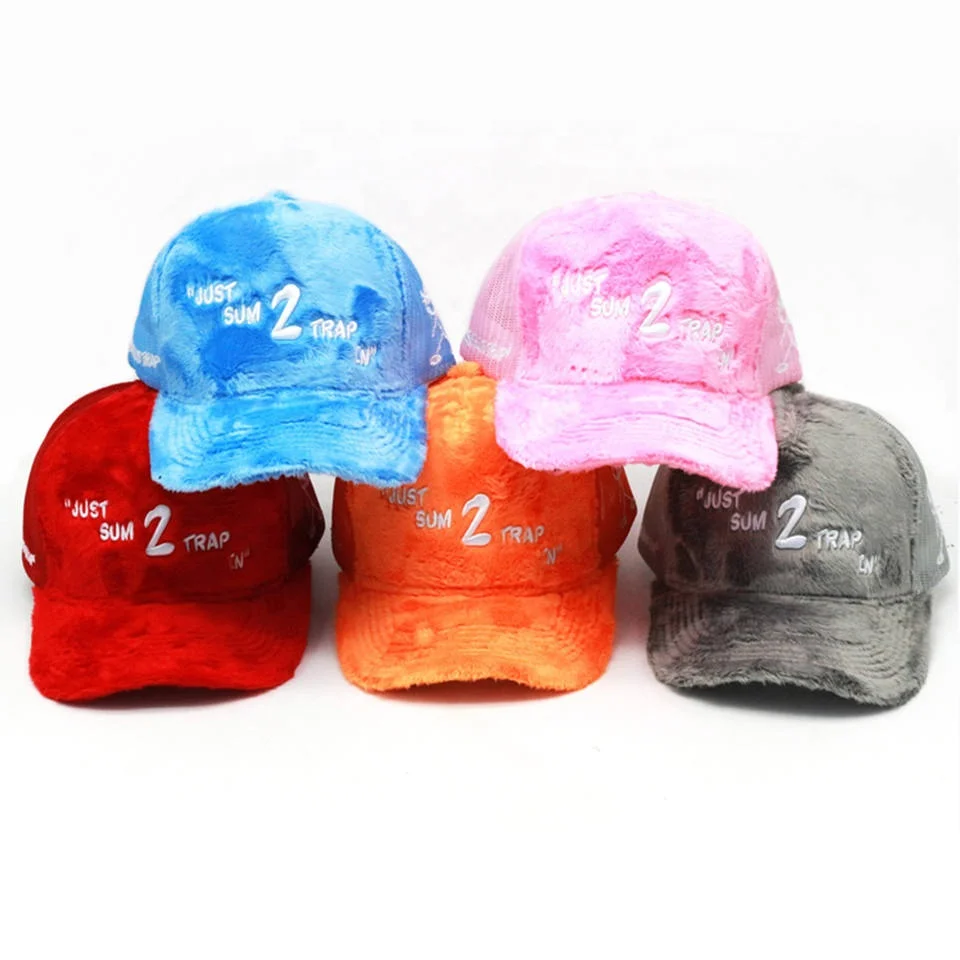 Пользовательская вышивка логотипа пушистая бархатная Кепка грузовика сетчатые кепки