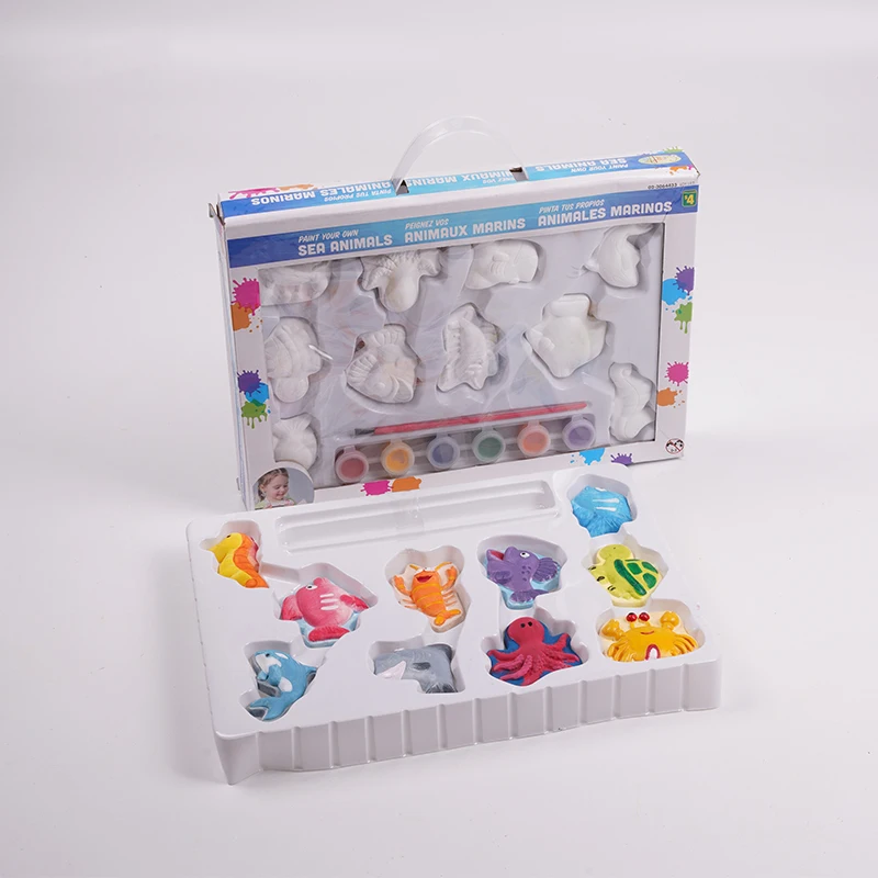 Wholesale interesting coloring material child educational diy drawing toy plaster blank art craft cartoon painting kit supplies
