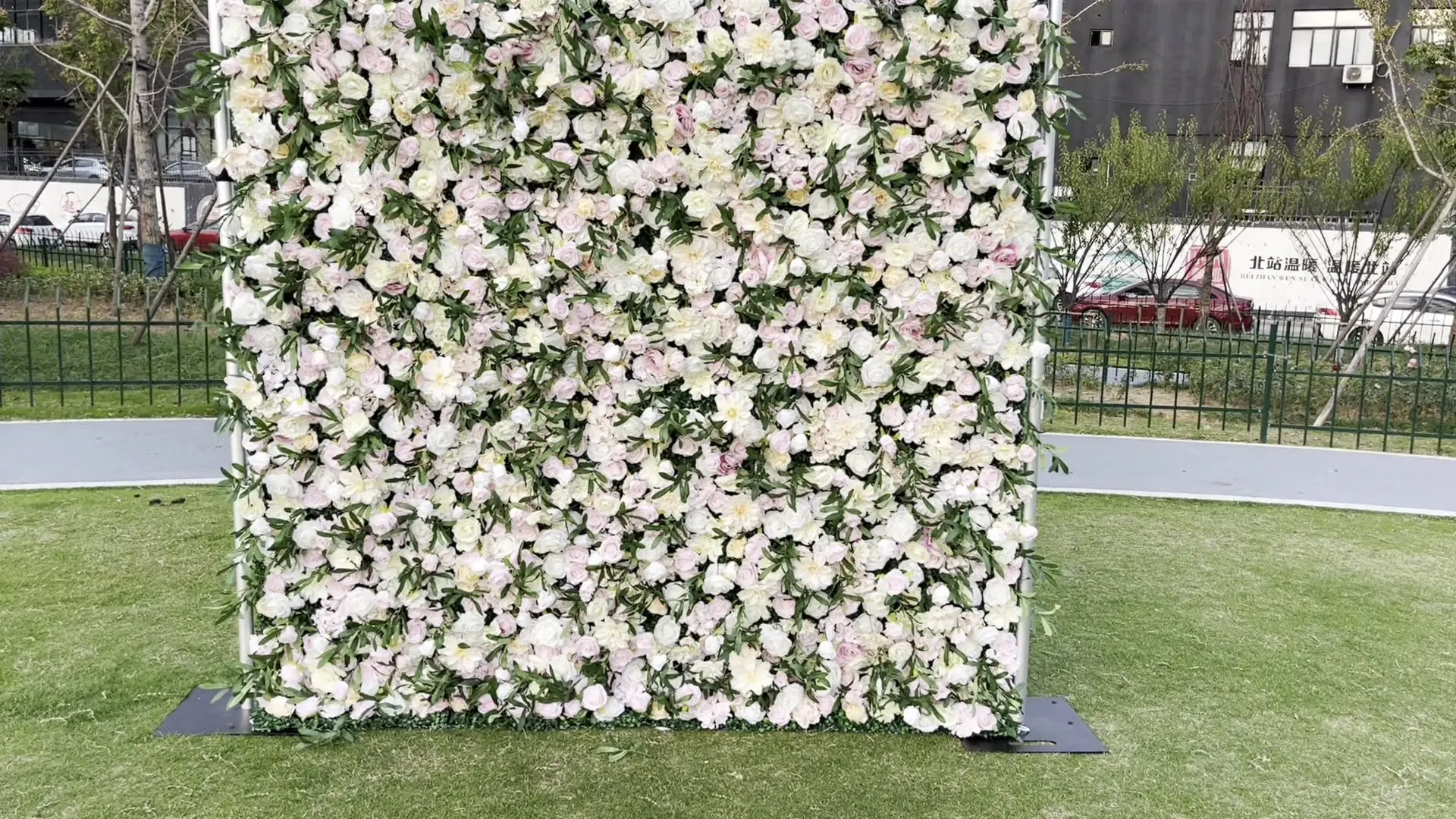 5D Simulation Artificial Flower Row Wall Background Fabric Bottom for Outdoor Wedding Decoration Stage Layout