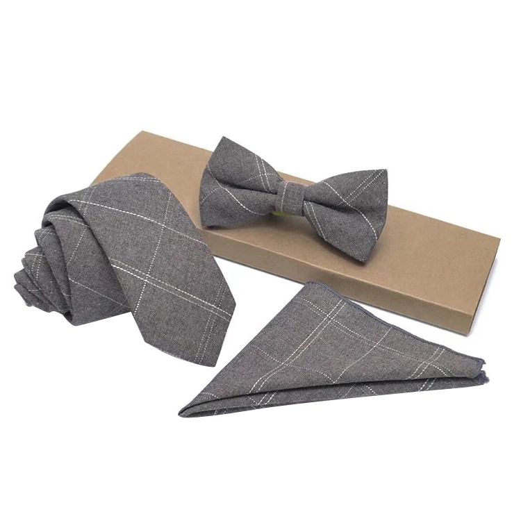 Новинка серый полосатый галстук-бабочка и карманный квадратный комплект с галстуком для мужчин