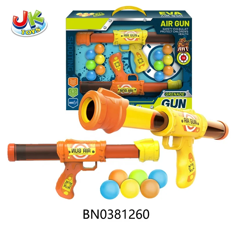 Newest toy gun air power plastic shooting game toy gun hot sale for boy air power gun with 12pcs*eva bullet balls