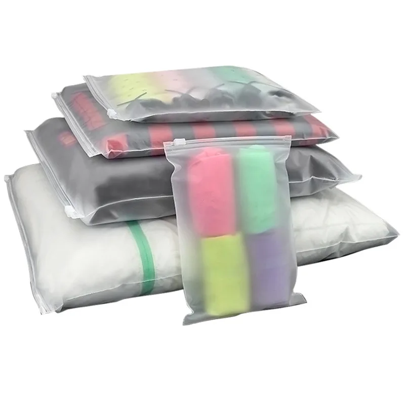 Spot wholesale eva transparent sealing pocket cpe frosted zipper bag underwear clothes packaging bags