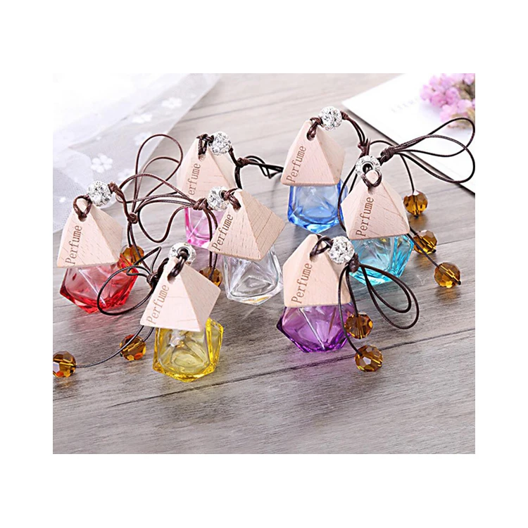 5ml 10ml 15ml Wholesale Diffuser Empty Hanging Car Perfume Glass Bottle With Wooden Cap