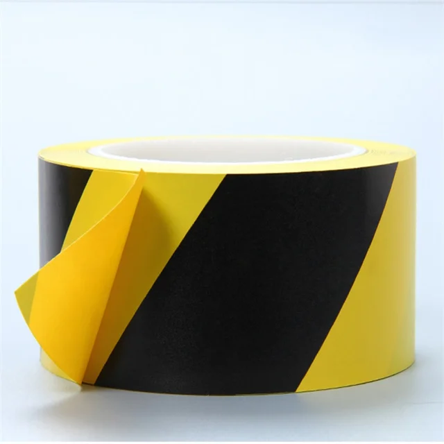 Custom Yellow and Black Safety Signage Printed Field Outdoor Underground Road Warning Hazard Tape PVC Floor Marking Tape