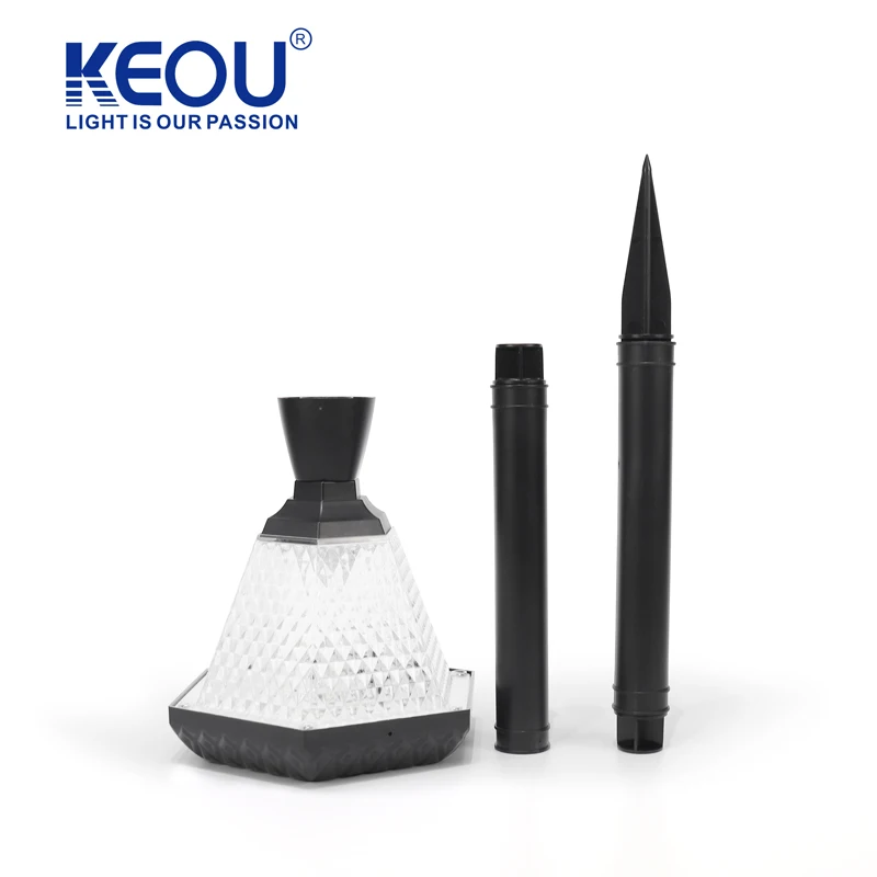 KEOU multi-mode solar garden light column, wall, floor plug, and middle column IP65 garden light