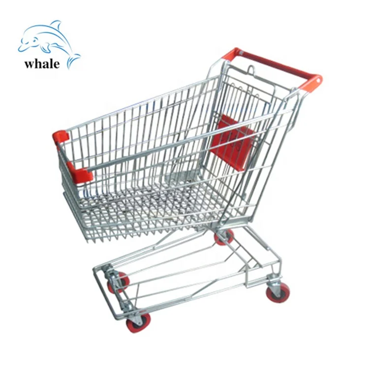 Wholesale store goods trolley plastic folding cart Steel Supermarket Shopping Trolley