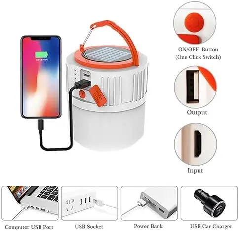 Hot Selling Camping Lantern Solar Rechargeable, LED Tent Light Ultra Bright for Camping