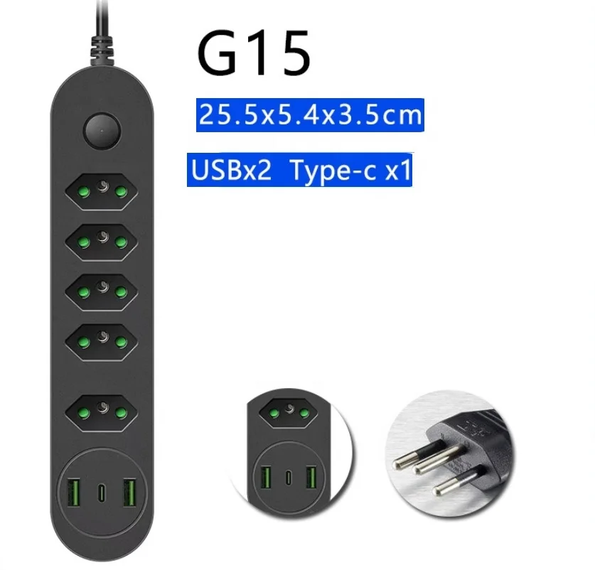Brazilian standard USB multi hole plug socket