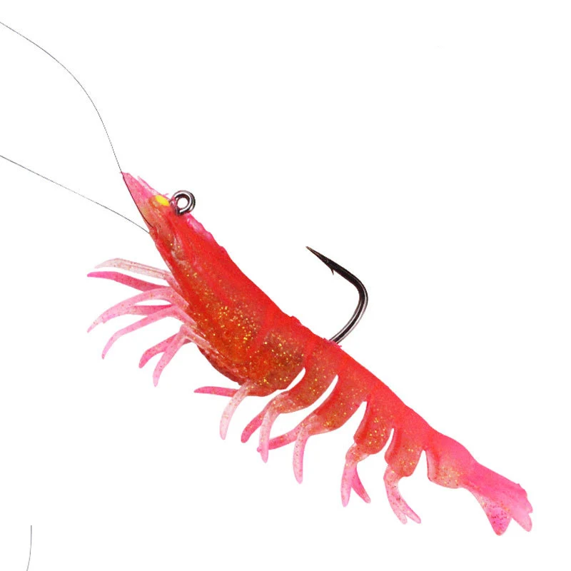Wholesale fishing tackle lure 9cm 12g sea bass musky pike prawn luminous soft plastic shrimp fishing lures saltwater