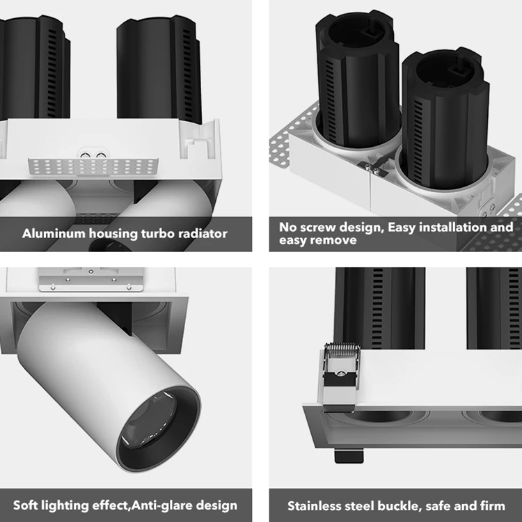 5W 7W 10W 12W 15W 20W Aluminum Trimless Spot Light Interior Square Shape Recessed Led Spotlight