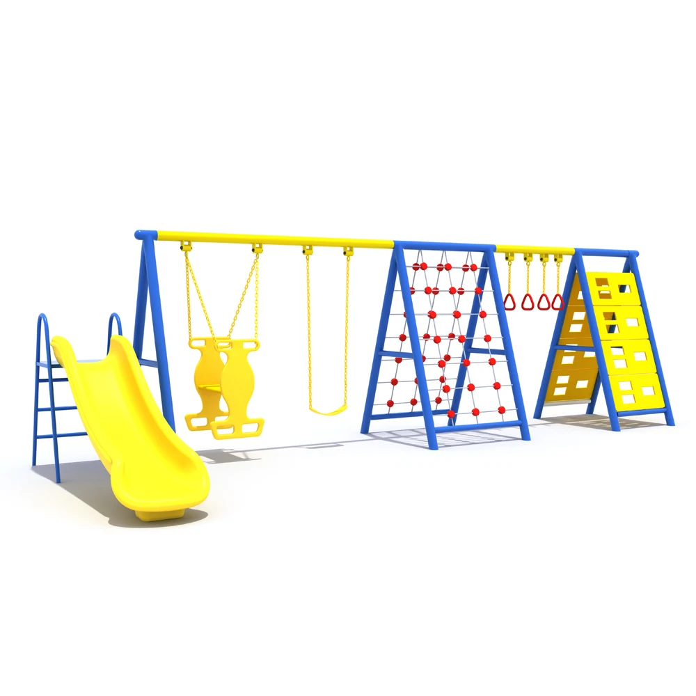 Functional Amusement Park Equipment Outdoor Kids Climbing Net Swing Seat With Slide