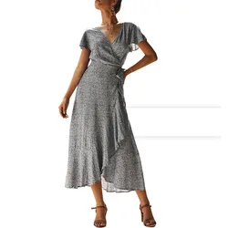 Latest Fashion Summer Women Dress Ladies Print Casual Style Fashion Office Clothing  Beach Sleeveless Dress