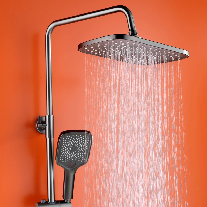 cUPC Bathroom Ceiling Mounted Hot and Cold Water Mixer Valve Brass Rain Shower Faucets Waterfall Shower Mixers Taps Set