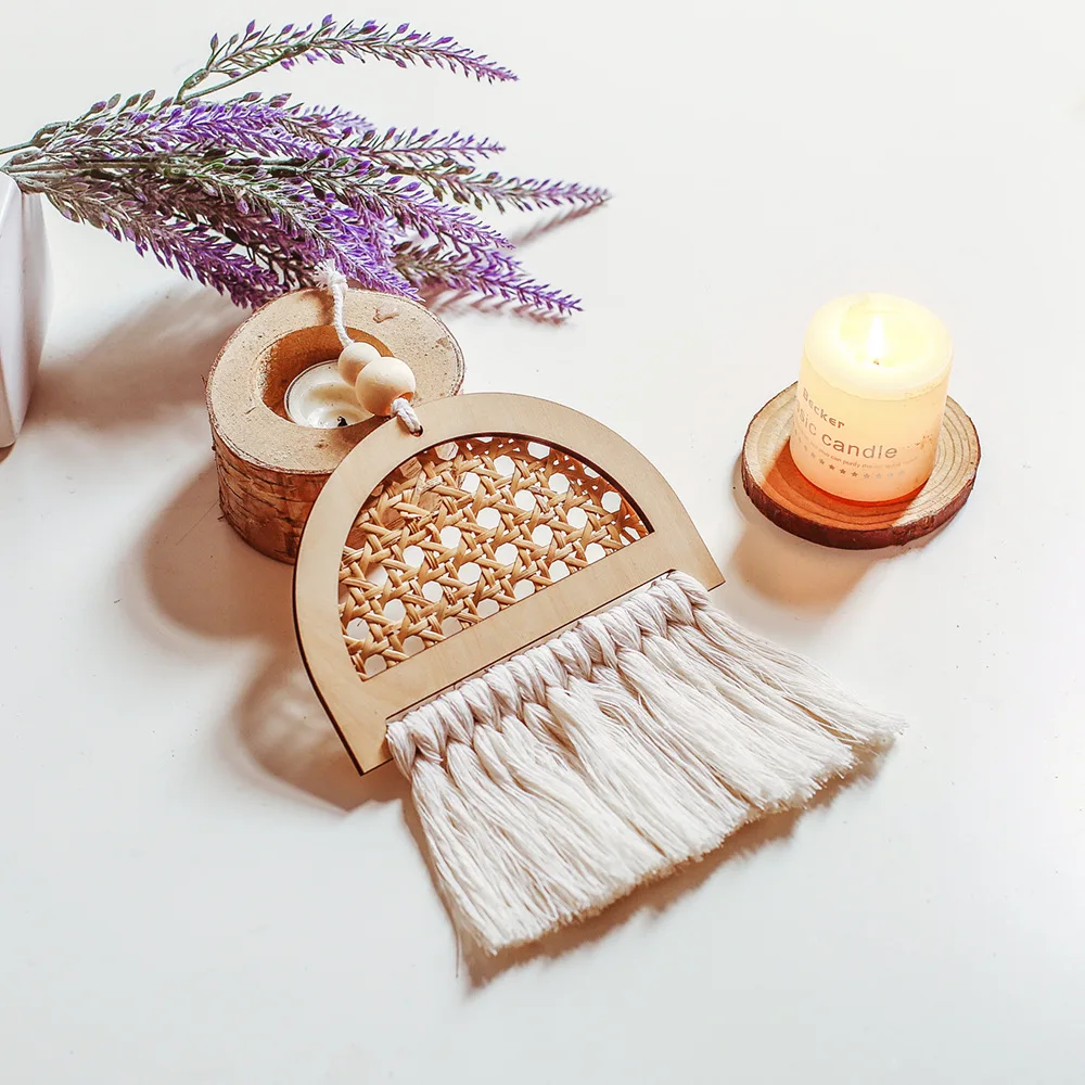 Crafts Christmas Atmosphere Girls Room Bedroom Decoration Wall Ins Nordic Cotton Rope Woven Tassel Tapestry Home Art Gift