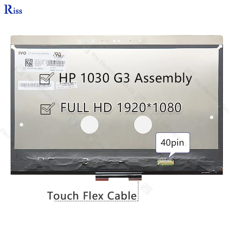 RISS FHD 1920*1080 M133NVF3 R1 LCD Display Touch Screen Assembly 40 Pin For HP EliteBook x360 1030 G3