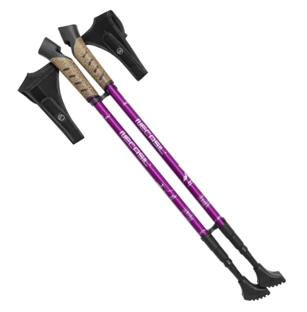 Ready To Ship Hiking Poles Stick Walking Cork Handle Aviation 7075 Aluminium 3-Section Telescopic Hiking Trekking Stick Poles