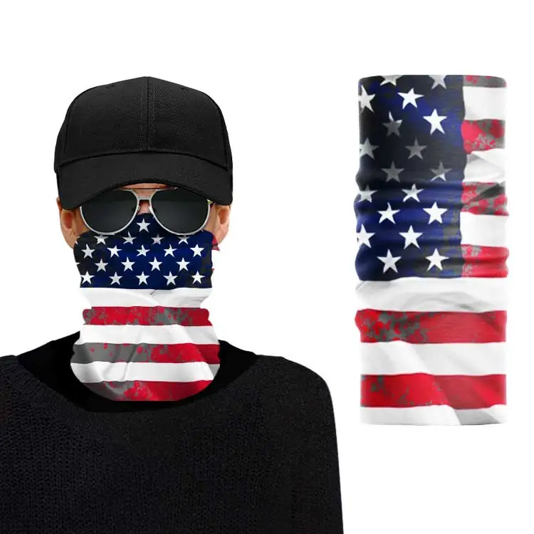 Fashion Multifunctional Scarf Cycling Flag Neck Gaiter Running Headwear Headband Seamless Tube Bandanas with Custom Printed