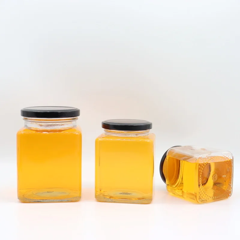 Custom Square High Quality Frascos De Vidrio Para Mermeladas Glass Honey Pickles Jar Chinese 200ml 280ml 480ml