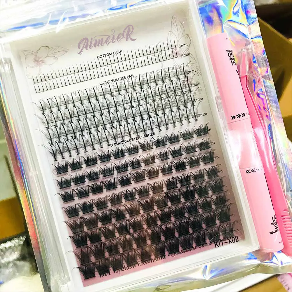 3d Fluffy DIY Silk Lash Extension Private Label Wholesale Self Grafting Individual Eyelashes D Curl Cluster Lashes