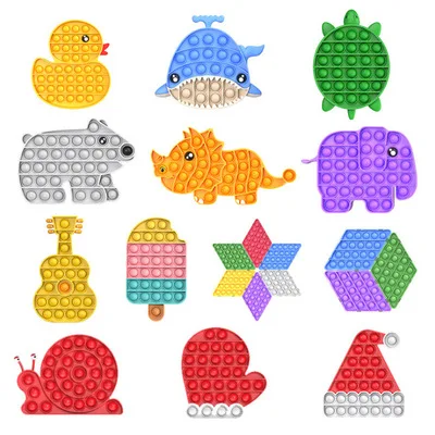 Wholesale Popular Silicone Fidget Christmas Bell Gingerbread Candy Key Chain Set Bubble Popper Mini Push Pop Fidget Keychain