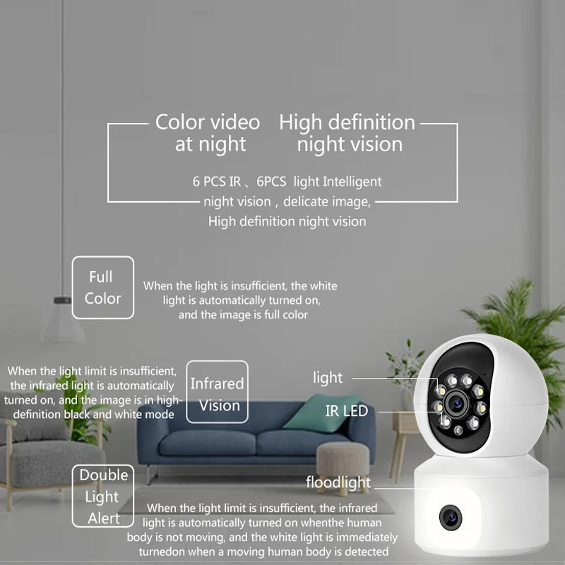 5X Zoom Tracking Robot Icsee Indoor Smart Home 5MP Baby Pet Monitors Dual Lens PTZ Wifi Security Surveillance CCTV IP Camera