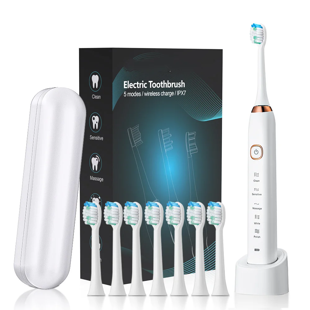 Automatic sonic electric toothbrush 5 speed 8 brush head portable case magnetic levitation electric toothbrush for adults