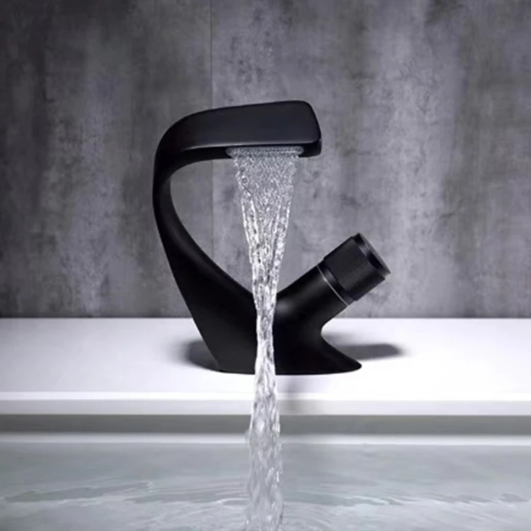 Hot Selling Single Hole High Quality  Deck Mount Basin Mixer Tap Brass Waterfall Faucet Chrome Modern Ceramic Traditional