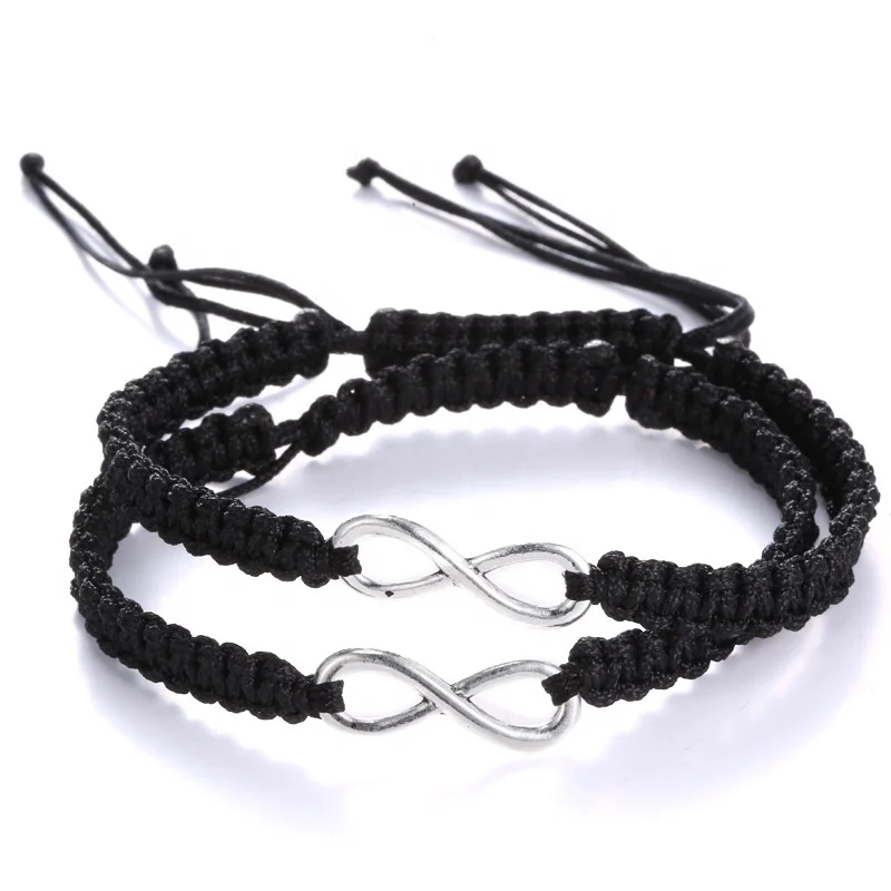 Trending Hot Products 2Pieces Set Infinity Design Handmade Couple Lucky Weave Bracelets