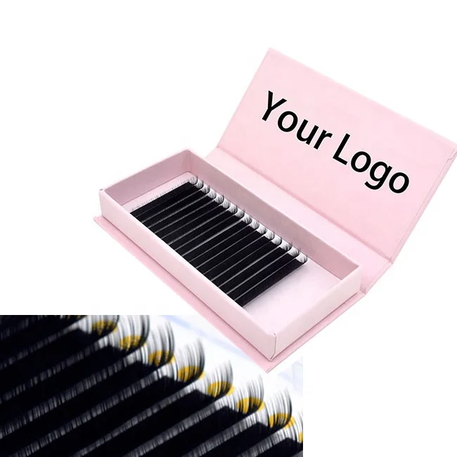 Dark Black Hand Made Volume Eyelash Extension Real Mink 0.18 Thickness LC Curl Supplies Korean PBT Fiber Materials